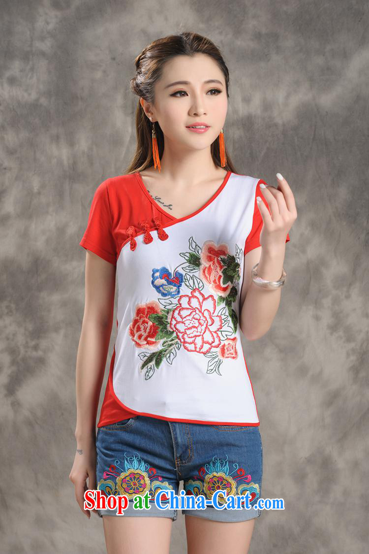 Black butterfly X 3506 National wind girls Summer Load New embroidered spell-color does not rule out short-sleeved cotton shirt T red 4 XL pictures, price, brand platters! Elections are good character, the national distribution, so why buy now enjoy more preferential! Health