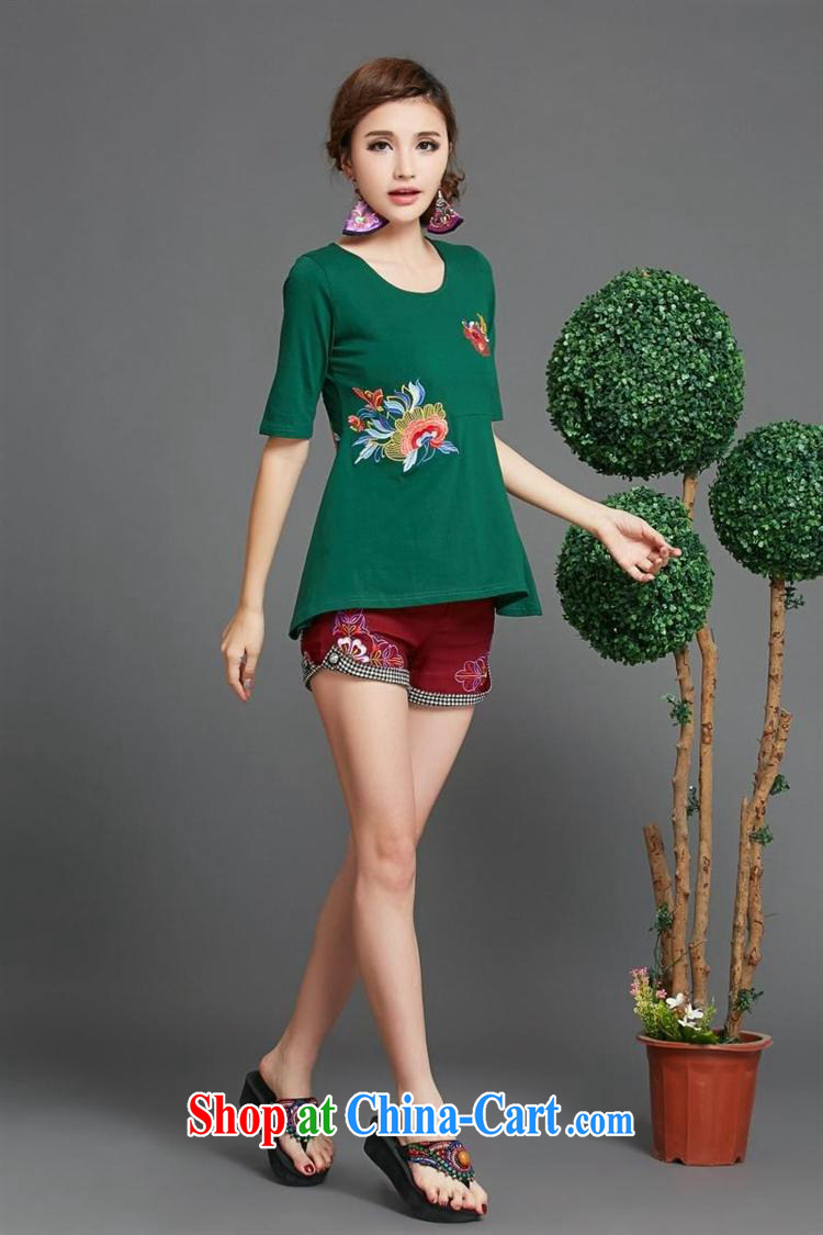Black butterfly NF 1516 National wind women's clothing spring and summer new front and rear embroidery does not rule out short-sleeved cotton shirt T green XXL pictures, price, brand platters! Elections are good character, the national distribution, so why buy now enjoy more preferential! Health