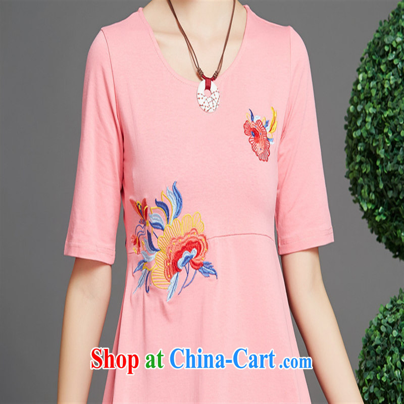 Black butterfly NF 1516 National wind women spring and summer, new front and rear embroidery does not rule out a short-sleeved cotton shirt T green XXL, A . J . BB, shopping on the Internet