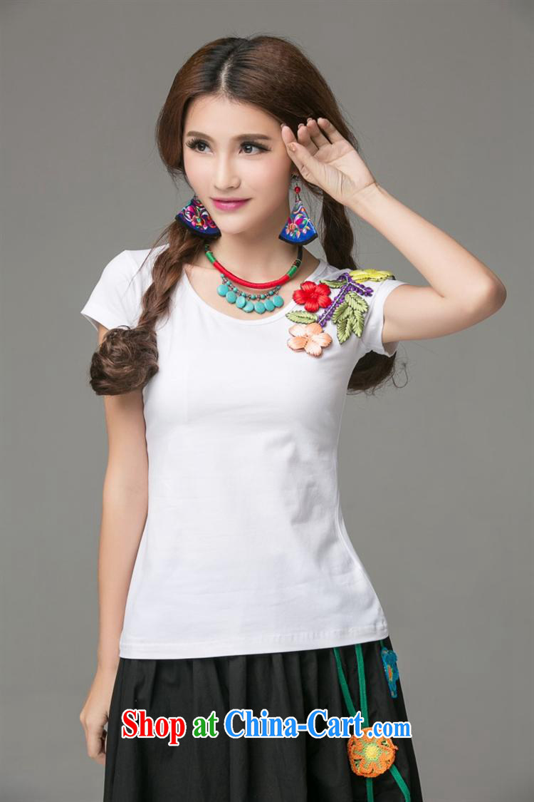 Black butterfly NK 1661 National wind women spring and summer new, three-dimensional embroidery beauty graphics thin short-sleeved cotton shirt T white 3XL pictures, price, brand platters! Elections are good character, the national distribution, so why buy now enjoy more preferential! Health