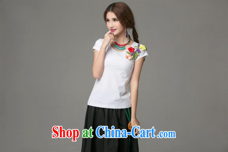 Black butterfly NK 1661 National wind women spring and summer new, three-dimensional embroidery beauty graphics thin short-sleeved cotton shirt T white 3XL pictures, price, brand platters! Elections are good character, the national distribution, so why buy now enjoy more preferential! Health