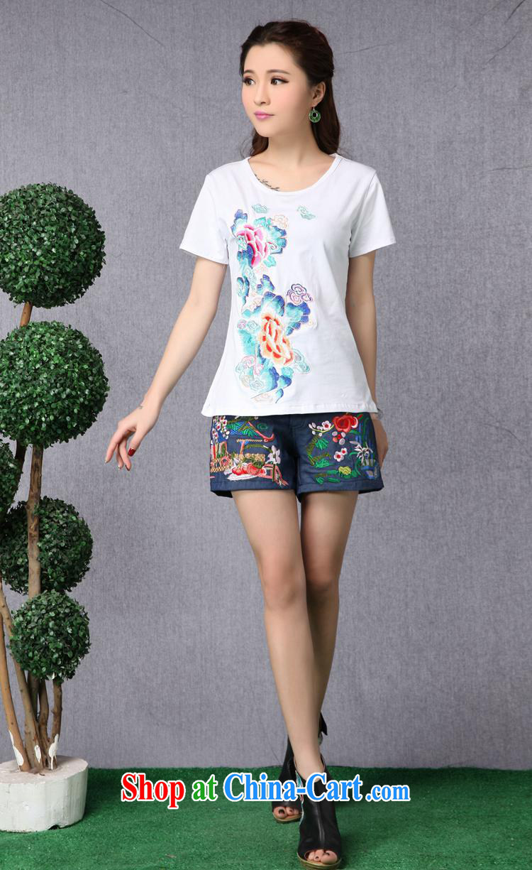 Black butterfly NQ 8599 National wind women spring and summer new Pure Cotton embroidered with cultivating short-sleeve shirt T white 2XL pictures, price, brand platters! Elections are good character, the national distribution, so why buy now enjoy more preferential! Health