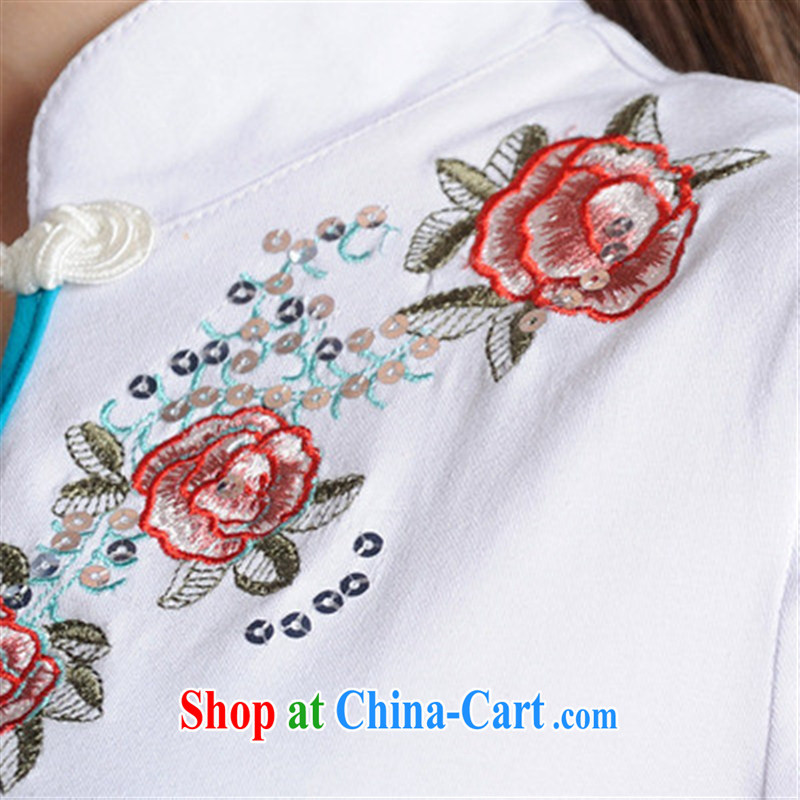Black butterfly L 5911 National wind women spring and summer new paragraph for the embroidery, short-sleeved beauty T cotton shirt white 2XL, A . J . BB, shopping on the Internet