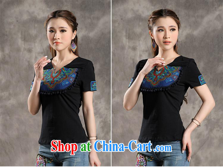 Black butterfly Y 7301 National wind women summer new spell color overlay, embroidered cultivating short-sleeved cotton shirt T red 4 XL pictures, price, brand platters! Elections are good character, the national distribution, so why buy now enjoy more preferential! Health