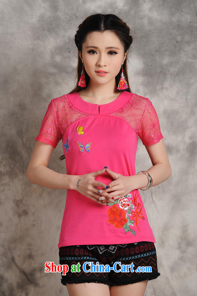 Black butterfly S 098 Ethnic Wind female summer new, for embroidery lace stitching cultivating short-sleeve shirt T black 2XL pictures, price, brand platters! Elections are good character, the national distribution, so why buy now enjoy more preferential! Health