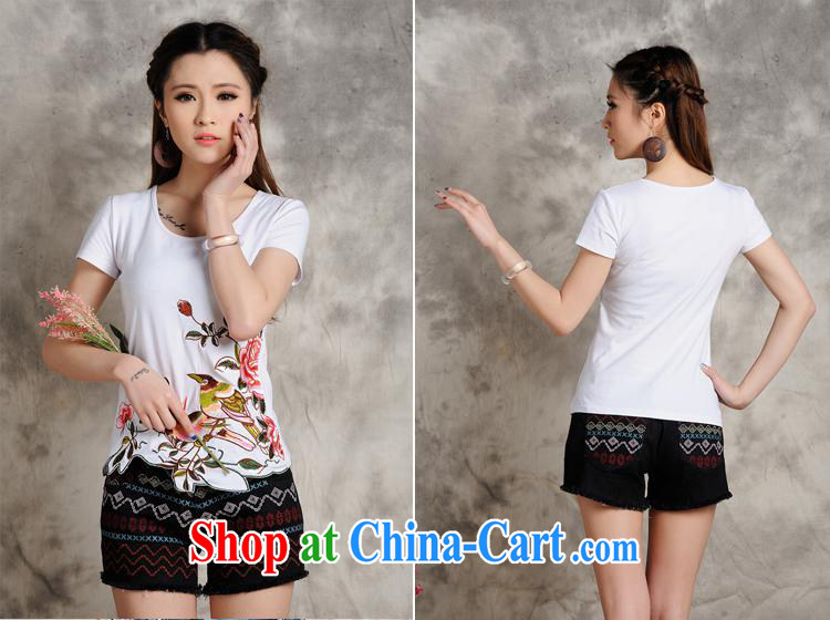 Black butterfly S 108 Ethnic Wind female spring and summer new Embroidery is not rule is cultivating short-sleeved cotton shirt T the red 4 XL pictures, price, brand platters! Elections are good character, the national distribution, so why buy now enjoy more preferential! Health