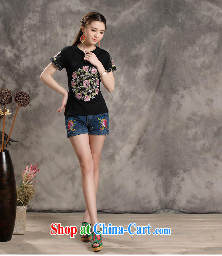Black butterfly W 8238 National wind women summer new, for cultivating embroidery field for short-sleeved cotton shirt T green 3 XL pictures, price, brand platters! Elections are good character, the national distribution, so why buy now enjoy more preferential! Health