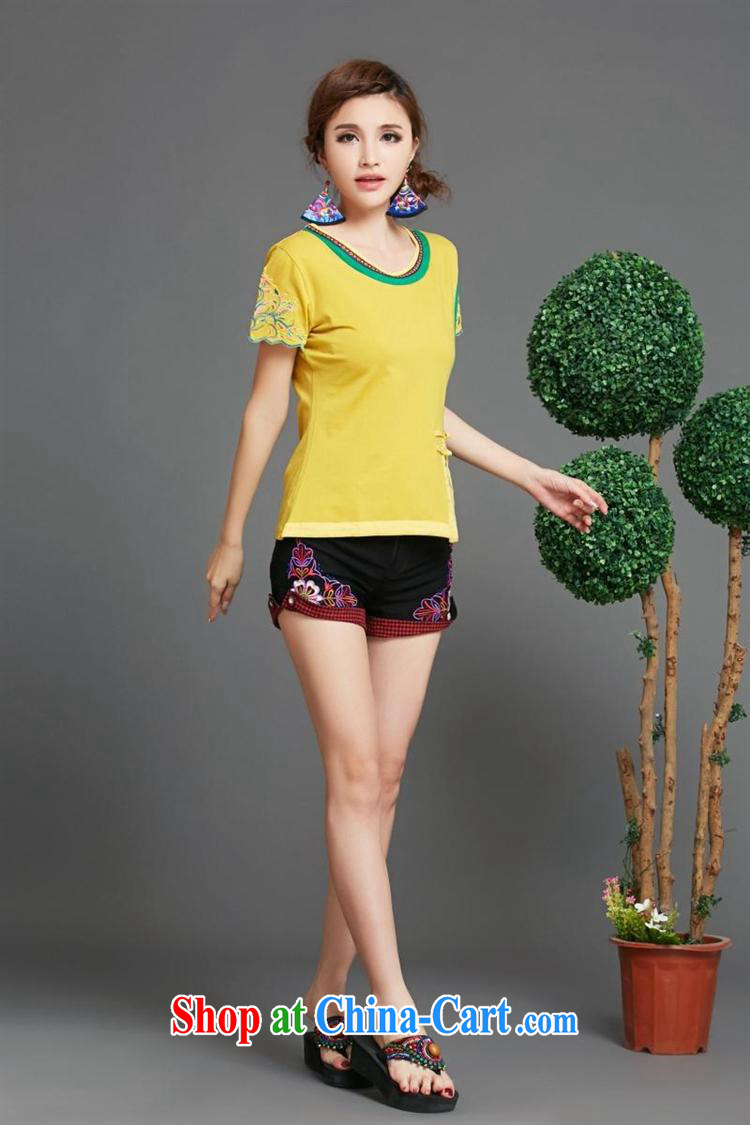 Black butterfly NF 1513 National wind women spring/summer embroidery, stitching, the forklift truck cultivating short-sleeved cotton shirt T Po blue XXL pictures, price, brand platters! Elections are good character, the national distribution, so why buy now enjoy more preferential! Health