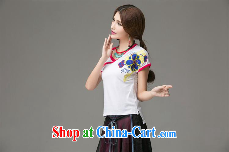 Black butterfly NK 1659 National wind women's clothing spring and summer, the flap embroidered front and rear asymmetric with a short-sleeved shirt T the red 3 XL pictures, price, brand platters! Elections are good character, the national distribution, so why buy now enjoy more preferential! Health