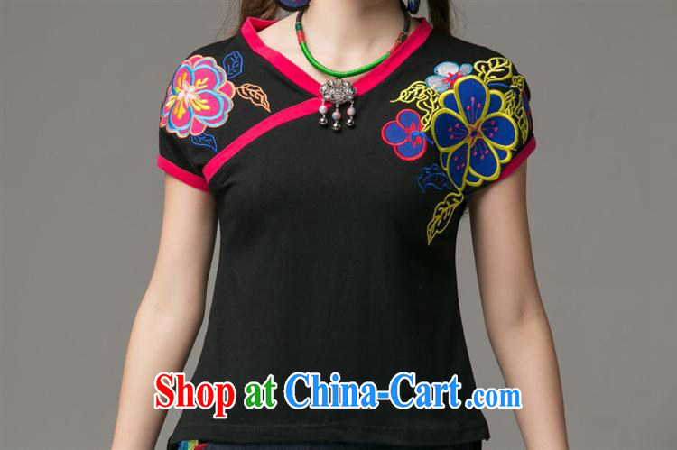 Black butterfly NK 1659 National wind women's clothing spring and summer, the flap embroidered front and rear asymmetric with a short-sleeved shirt T the red 3 XL pictures, price, brand platters! Elections are good character, the national distribution, so why buy now enjoy more preferential! Health