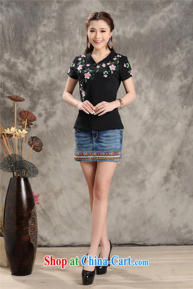 Black butterfly MX 9204 National wind women summer new, for a tight embroidered cultivating short-sleeved cotton shirt T green 4 XL pictures, price, brand platters! Elections are good character, the national distribution, so why buy now enjoy more preferential! Health
