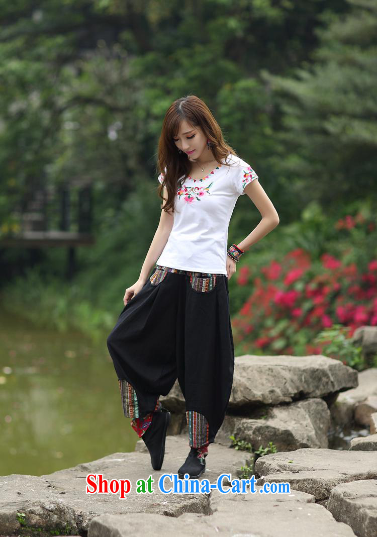 Black butterfly XC 8127 National wind female summer, round-collar short-sleeve embroidered cotton casual shirt T white 2XL pictures, price, brand platters! Elections are good character, the national distribution, so why buy now enjoy more preferential! Health
