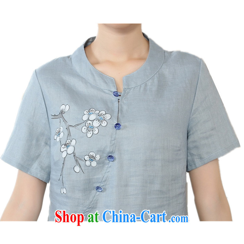 According to fuser and stylish new retro name ethnic-Chinese improved blouses hand-painted Sau San Tong with a short-sleeved T-shirt LGD/A #0075 figure 2 XL, fuser, and online shopping