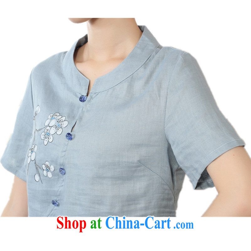 According to fuser and stylish new retro name ethnic-Chinese improved blouses hand-painted Sau San Tong with a short-sleeved T-shirt LGD/A #0075 figure 2 XL, fuser, and online shopping