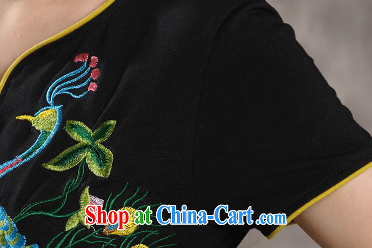 Black butterfly X 3508 National wind women summer new Peacock embroidery small V for cultivating short-sleeve cotton shirt T white 4XL pictures, price, brand platters! Elections are good character, the national distribution, so why buy now enjoy more preferential! Health