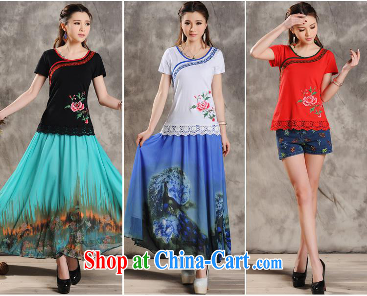 Black butterfly ZA 8631 National wind women spring and summer new embroidery hook spent before the code short-sleeved T-shirt black 4XL pictures, price, brand platters! Elections are good character, the national distribution, so why buy now enjoy more preferential! Health