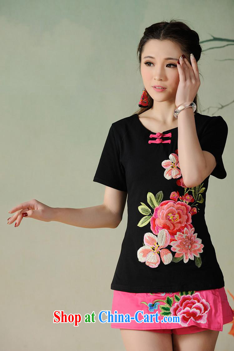 Black butterfly G 2716 National wind women's clothing spring and summer new manual a tie embroidered short sleeve cotton shirt T white 2XL pictures, price, brand platters! Elections are good character, the national distribution, so why buy now enjoy more preferential! Health
