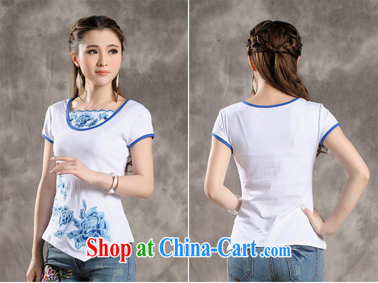 Black butterfly Y 7305 National wind Women's collar embroidered not rules, with a short-sleeved cotton cultivation T shirt white blue 4 XL pictures, price, brand platters! Elections are good character, the national distribution, so why buy now enjoy more preferential! Health