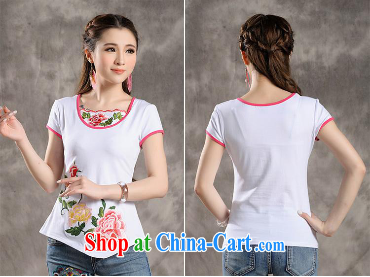 Black butterfly Y 7305 National wind Women's collar embroidered not rules, with a short-sleeved cotton cultivation T shirt white blue 4 XL pictures, price, brand platters! Elections are good character, the national distribution, so why buy now enjoy more preferential! Health