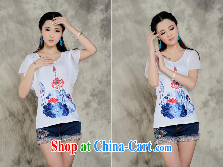 Black butterfly S 110 Ethnic Wind female summer new flouncing embroidered snow-woven fly cuff short-sleeved cotton shirt T white 4XL pictures, price, brand platters! Elections are good character, the national distribution, so why buy now enjoy more preferential! Health