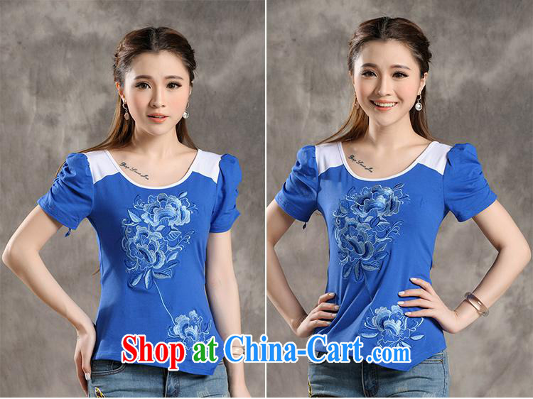 Black butterfly Y 7315 National wind women summer new round-collar beauty embroidered knocked color short-sleeved cotton shirt T white 4XL pictures, price, brand platters! Elections are good character, the national distribution, so why buy now enjoy more preferential! Health