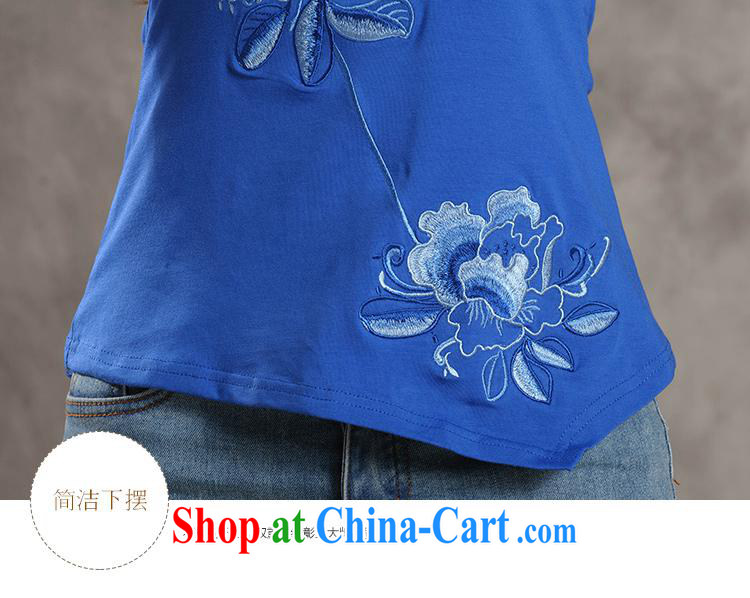 Black butterfly Y 7315 National wind women summer new round-collar beauty embroidered knocked color short-sleeved cotton shirt T white 4XL pictures, price, brand platters! Elections are good character, the national distribution, so why buy now enjoy more preferential! Health