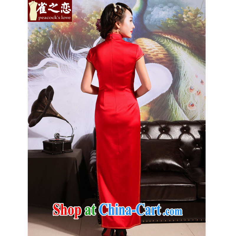 Birds love 2015 summer new Chinese Antique embroidered long marriages served toast red cheongsam QD 699 red XXL, birds love, and shopping on the Internet