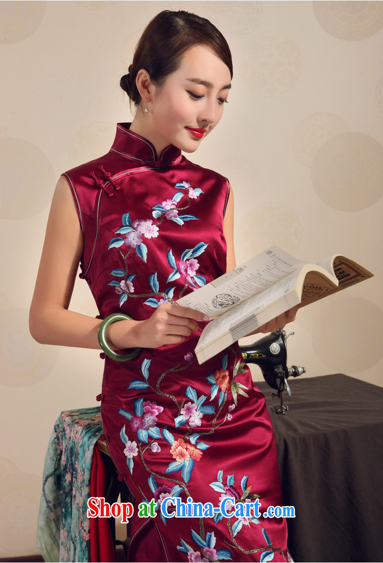 Birds love 2015 summer new manual embroidery improved stylish heavy silk long cheongsam red XXL pictures, price, brand platters! Elections are good character, the national distribution, so why buy now enjoy more preferential! Health