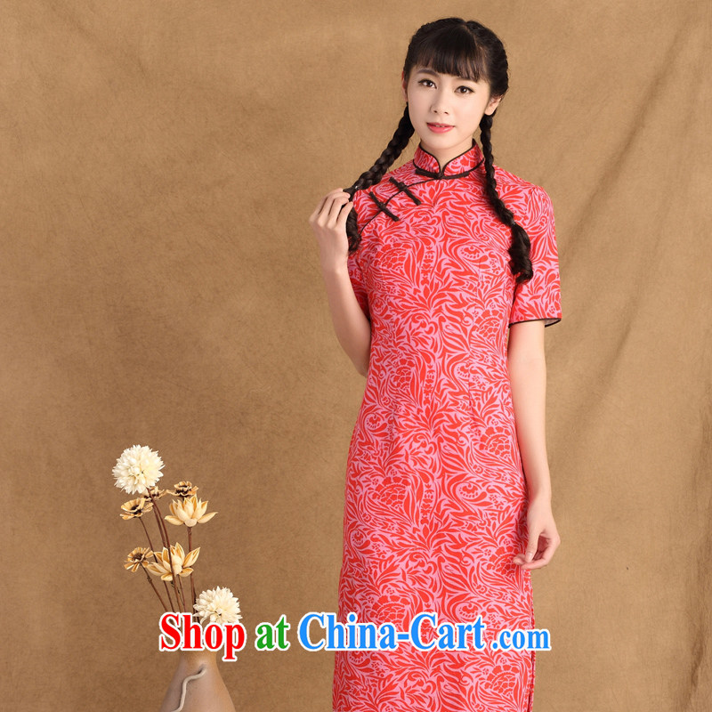 The cross-sectoral extension Elizabeth's new unit, the National wind daily improved cheongsam dress stylish summer dresses skirts, long, ctb QP 247 red 2 XL