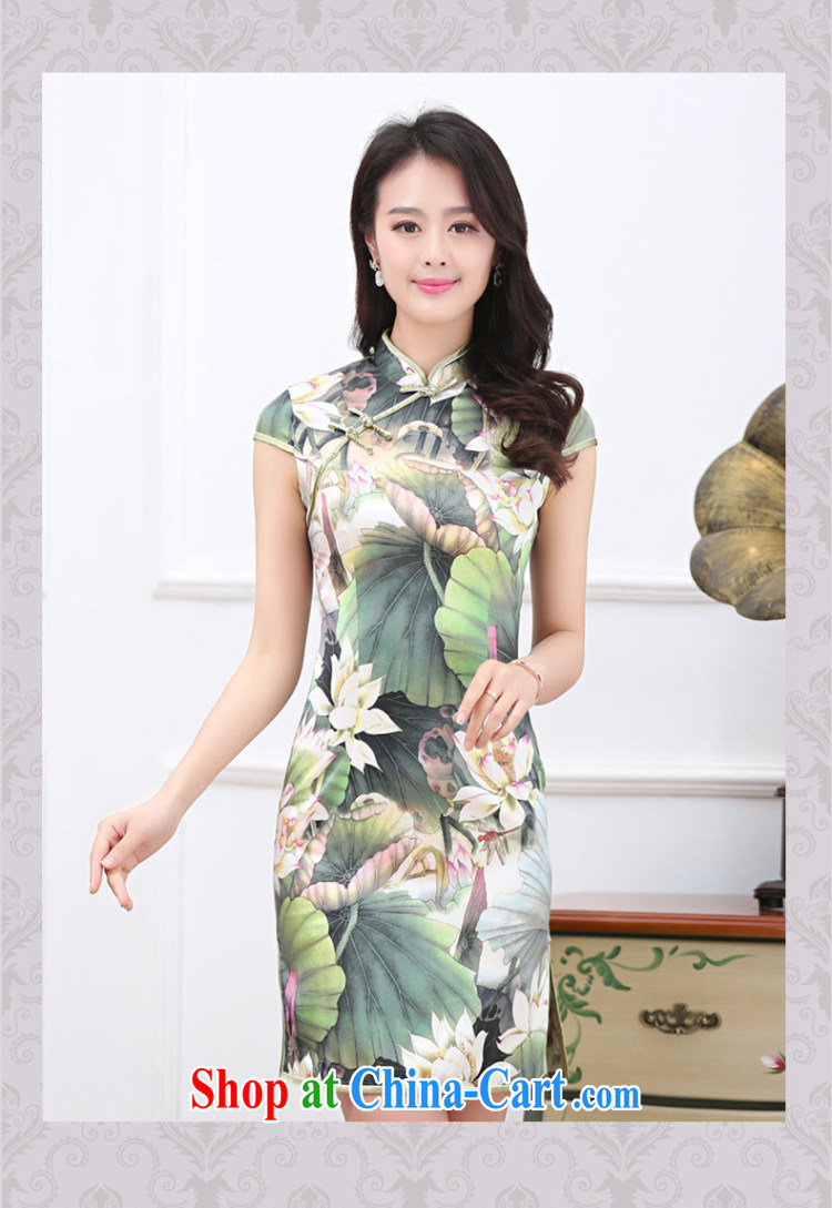 The sub-cabinet 2015 summer new female Silk Cheongsam dress, silk dress short-sleeved stamp floral larger female mom with dress, and lotus pond XL pictures, price, brand platters! Elections are good character, the national distribution, so why buy now enjoy more preferential! Health