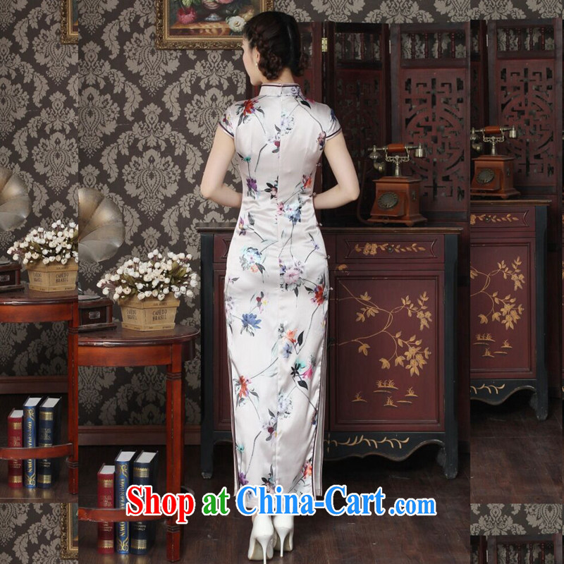 Take the silk long cheongsam Chinese improved, for summer simple dos santos cheongsam silk and pink retro dinner long robes and pink 2XL, spend, and shopping on the Internet