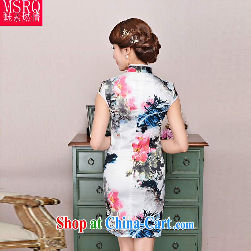 Quality of fuel and 2015 summer new, classic stamp retro beauty, for Chinese Dress Red White peony flower XXL, director of fuel (meisuranqing), shopping on the Internet