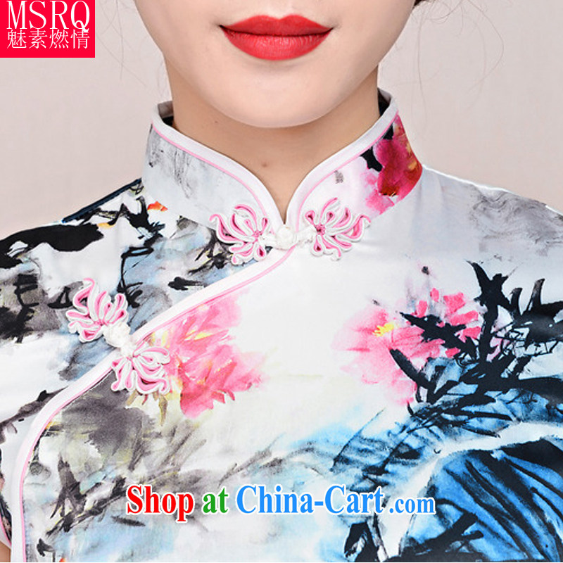 Quality of fuel and 2015 summer new, classic stamp retro beauty, for Chinese Dress Red White peony flower XXL, director of fuel (meisuranqing), shopping on the Internet