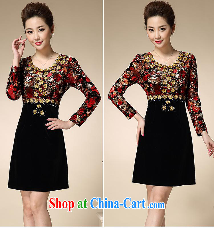 Ya-ting store 2015 new, older women with large, loose video thin beauty long-sleeved MOM load the velvet dress of red 5 XL pictures, price, brand platters! Elections are good character, the national distribution, so why buy now enjoy more preferential! Health