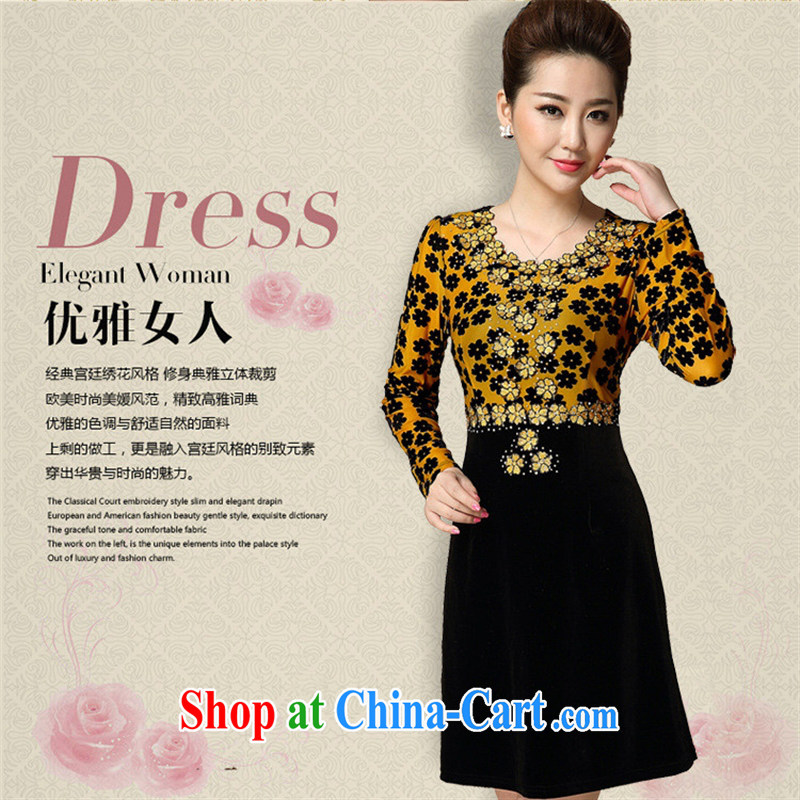 Ya-ting store 2015 new, older women with large, loose video thin beauty long-sleeved mom with the velvet dress of red 5 XL, blue rain bow, and, shopping on the Internet