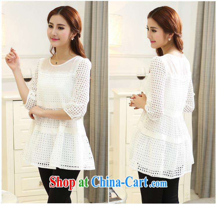 Ya-ting store spring 2015 XL female spring mm thick 7 cuff Openwork sweet T shirt T-shirt woman white 4XL pictures, price, brand platters! Elections are good character, the national distribution, so why buy now enjoy more preferential! Health