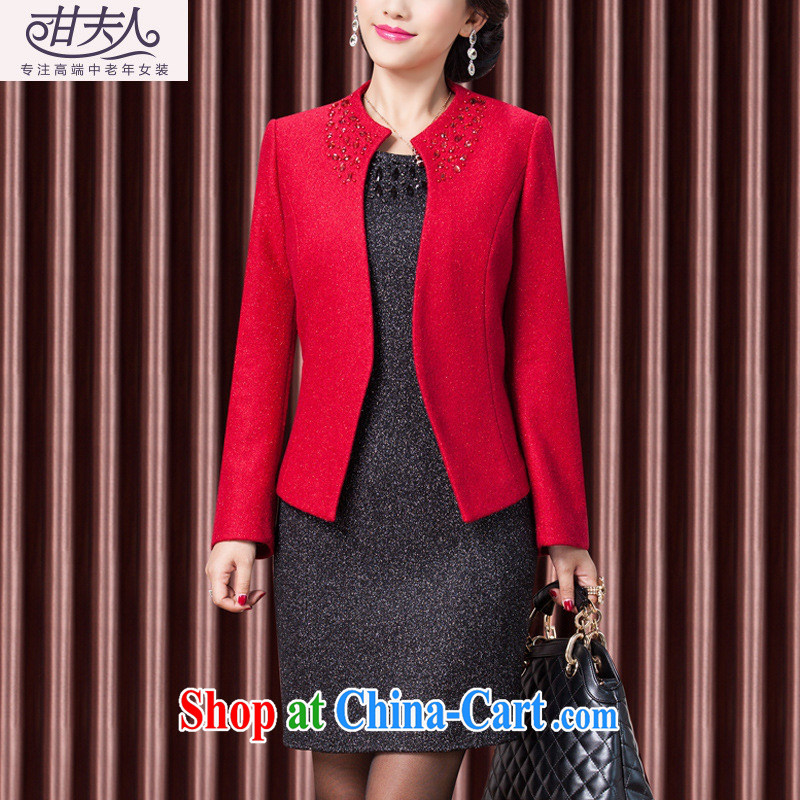 Ya-ting store fall_winter dress two-piece female, older women Beauty aura is the mother load dress red black skirt 4 XL _185 104 A_