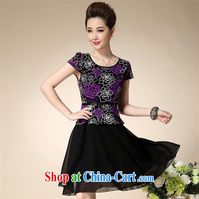 Ya-ting store summer 2015 new middle-aged and older women with large code elegance mother load snow woven dresses blue 3 XL, blue rain bow, and, shopping on the Internet