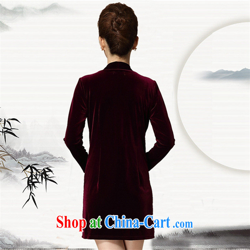 Ya-ting store MOM 2015 installation of new, older women with spring loaded leave of two long-sleeved top, velvet dress wine red 4 XL, blue rain bow, and shopping on the Internet