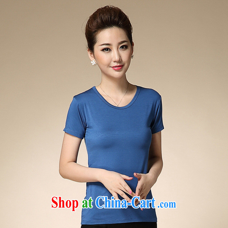 Ya-ting store summer short sleeve shirt T cotton cultivating solid T-shirt Solid Color female summer 2015 new female army green 3XL, blue rain bow, and, online shopping