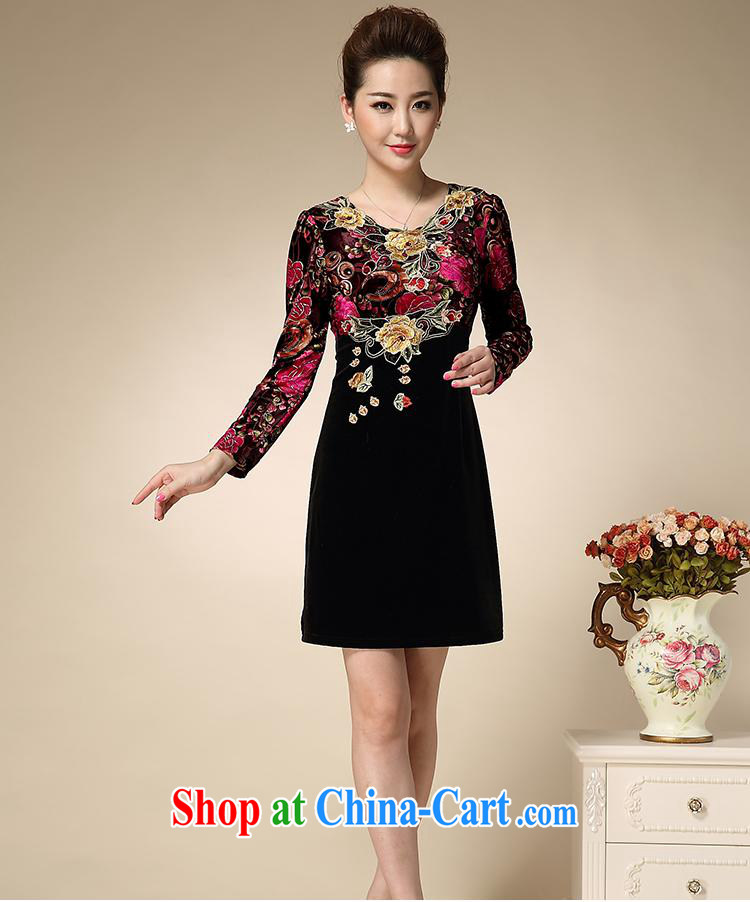 Ya-ting store 2015 new, older women with large, loose video thin beauty long-sleeved MOM load the velvet dress orange 4 XL pictures, price, brand platters! Elections are good character, the national distribution, so why buy now enjoy more preferential! Health