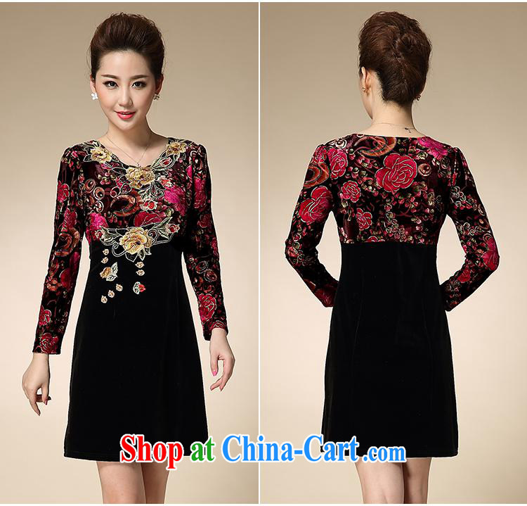 Ya-ting store 2015 new, older women with large, loose video thin beauty long-sleeved MOM load the velvet dress orange 4 XL pictures, price, brand platters! Elections are good character, the national distribution, so why buy now enjoy more preferential! Health
