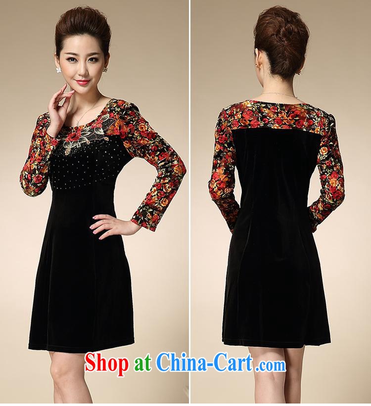 Ya-ting store 2015 new, older women with large, loose video thin beauty long-sleeved MOM load the velvet dress orange 5 XL pictures, price, brand platters! Elections are good character, the national distribution, so why buy now enjoy more preferential! Health