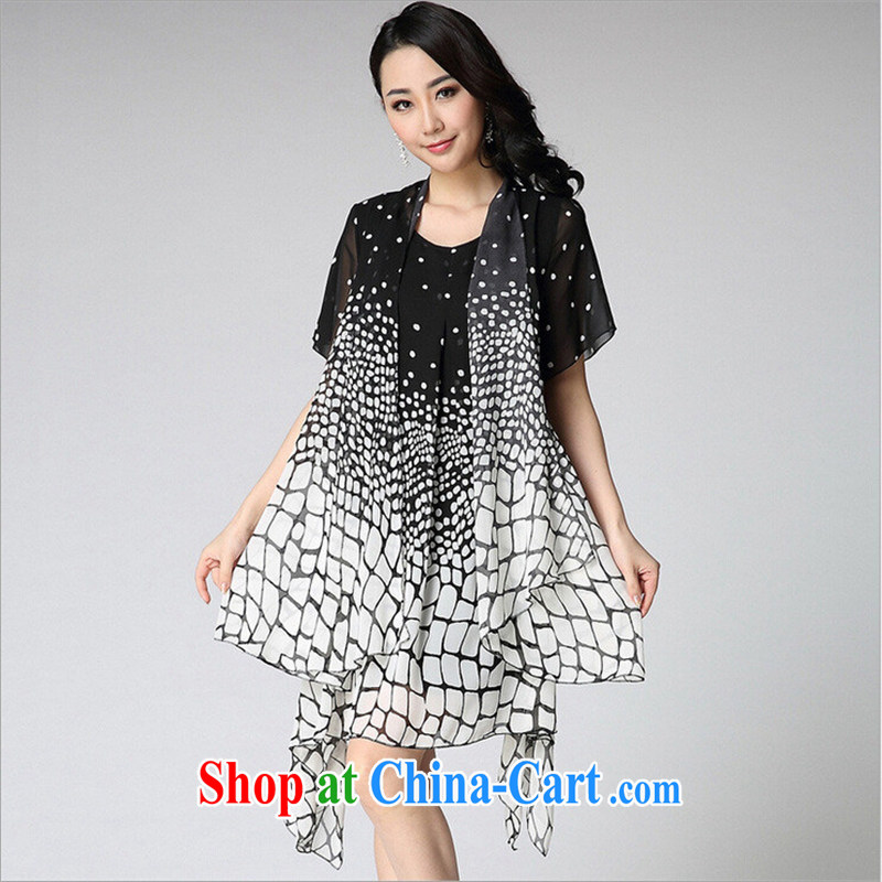 Ya-ting store 2015 summer new, large, round-neck collar does not rule out the gradient short-sleeved snow woven dresses red XXXL, blue rain bow, and shopping on the Internet