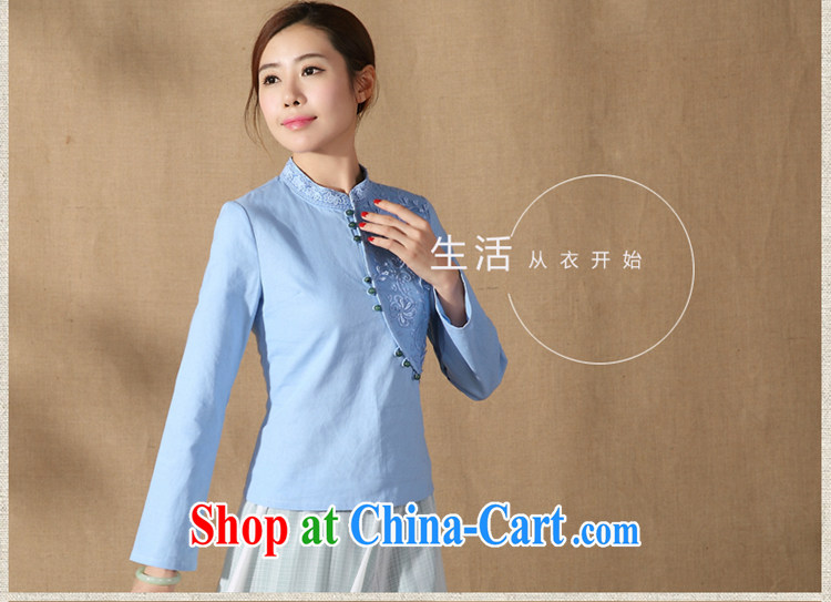 Chinese, Han-improved long-sleeved-tie 2015 spring new stylish, for Chinese Women cheongsam shirt blue XXL pictures, price, brand platters! Elections are good character, the national distribution, so why buy now enjoy more preferential! Health