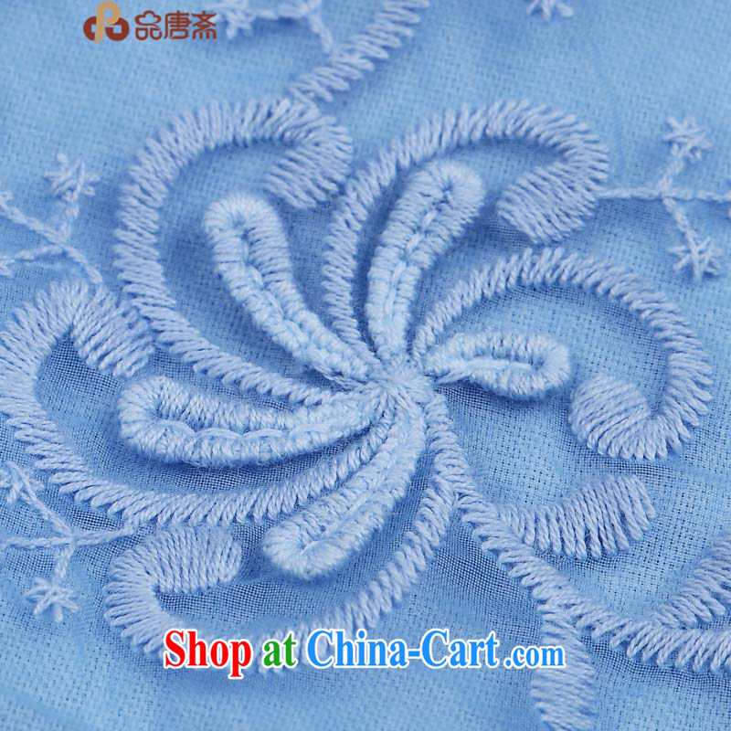 Chinese, Han-improved long-sleeved-tie 2015 spring new stylish, for Chinese Women dresses T-shirt blue XXL, Tang ID al-Fitr, shopping on the Internet