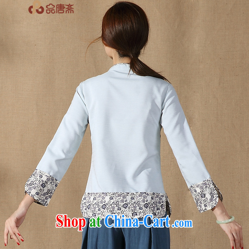Mr Henry Tang, Ramadan 2015 spring new Chinese, Chinese clothing, for improved long-sleeved clothes, cheongsam shirt light blue XXL, Tang Id al-Fitr, shopping on the Internet