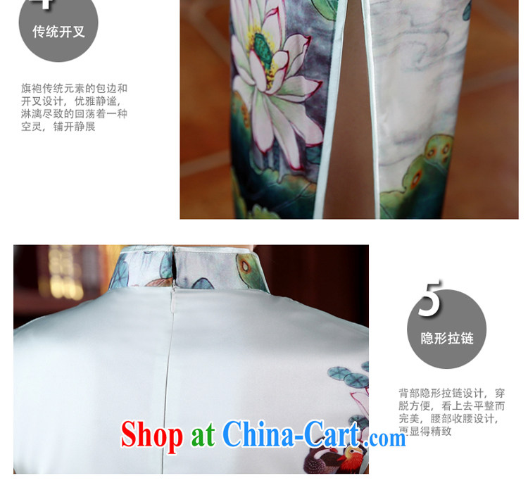 pro-am 2015 new spring dresses dresses summer day-long Ms. lotus flowers, cheongsam dress improved stylish Lotus Yuan Yang 2 XL pictures, price, brand platters! Elections are good character, the national distribution, so why buy now enjoy more preferential! Health
