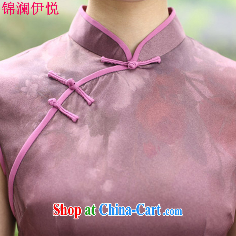 Kam-world, Sheung Shui Yue stamp flowers improved emulation Silk Cheongsam dress beauty and stylish lady with her mother, Ms. summer dress with retro women marry the code the gray butterfly M, Kam world, Yue, and shopping on the Internet