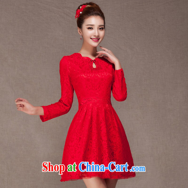 2015 new cheongsam dress bride wedding toast serving long-sleeved spring red back door service Korean long-sleeved customer service to size up to do not support return to love so Pang, shopping on the Internet